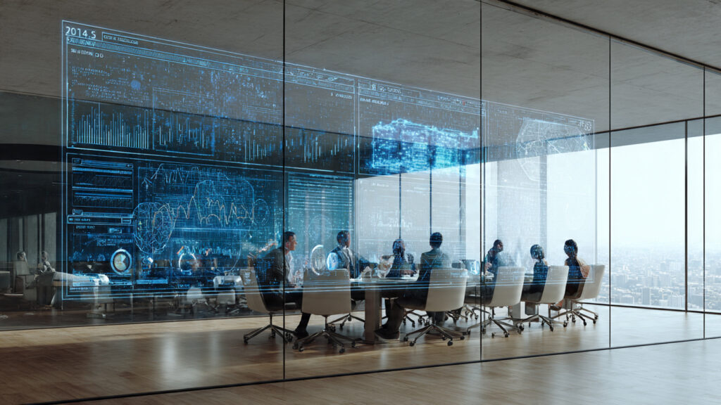 corporate boardroom with ai powered search dashboa (1)