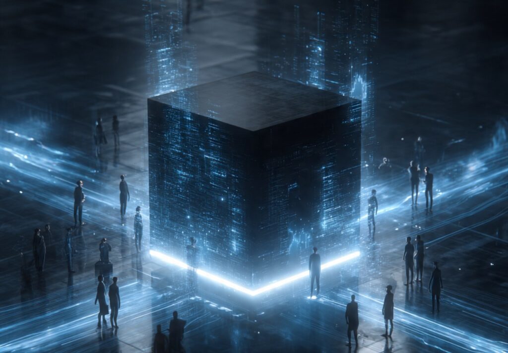 futuristic ai concept featuring a glowing black bo