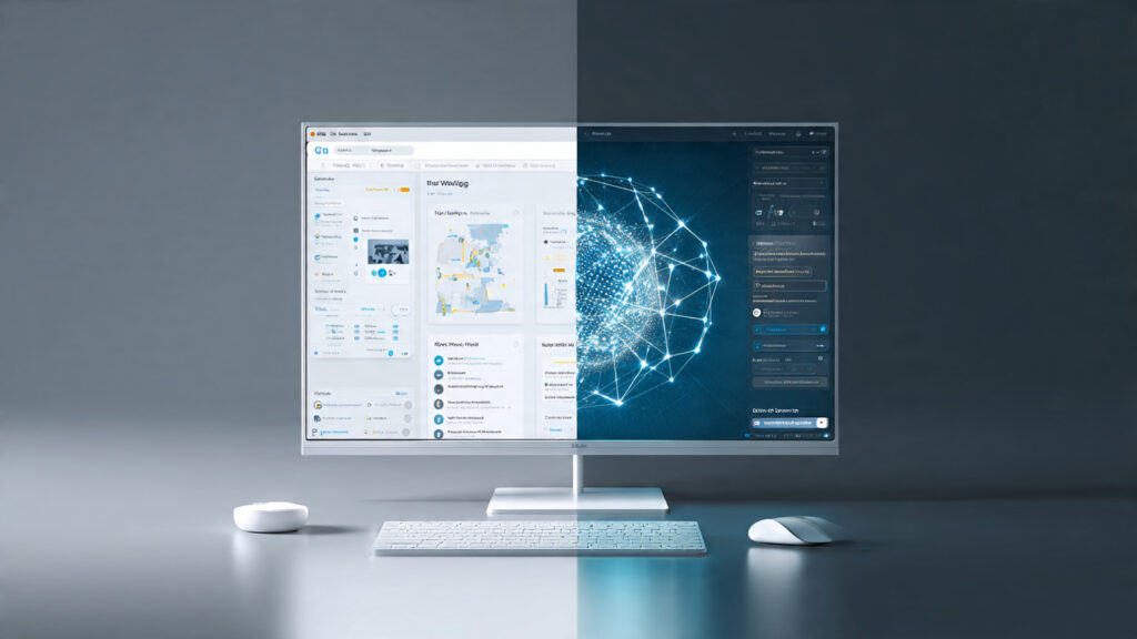 split scene visual showing evolution of search tec