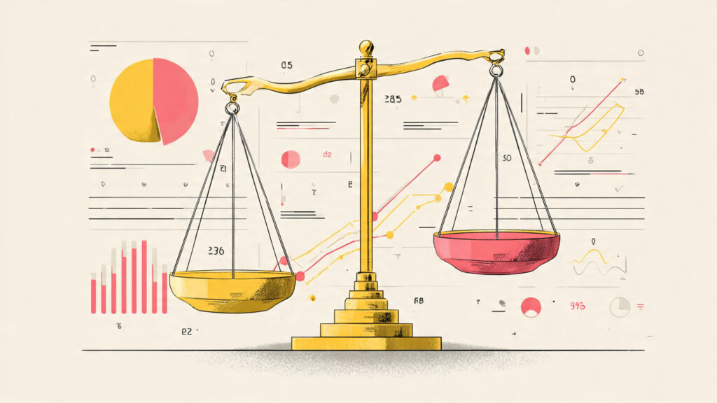 a balanced scale showing pricing aligned with
