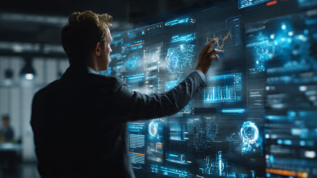 a business leader reviewing ai generated insights on