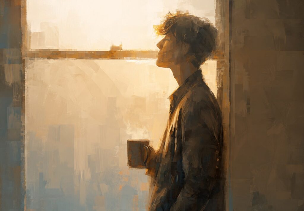 a calm realistic image of a person