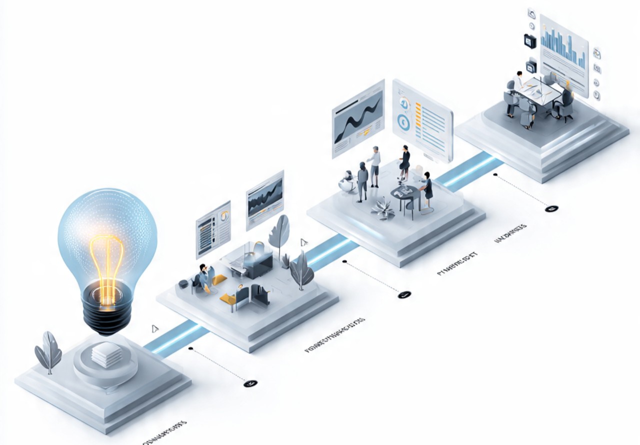 a cinematic high resolution illustration showing the journey