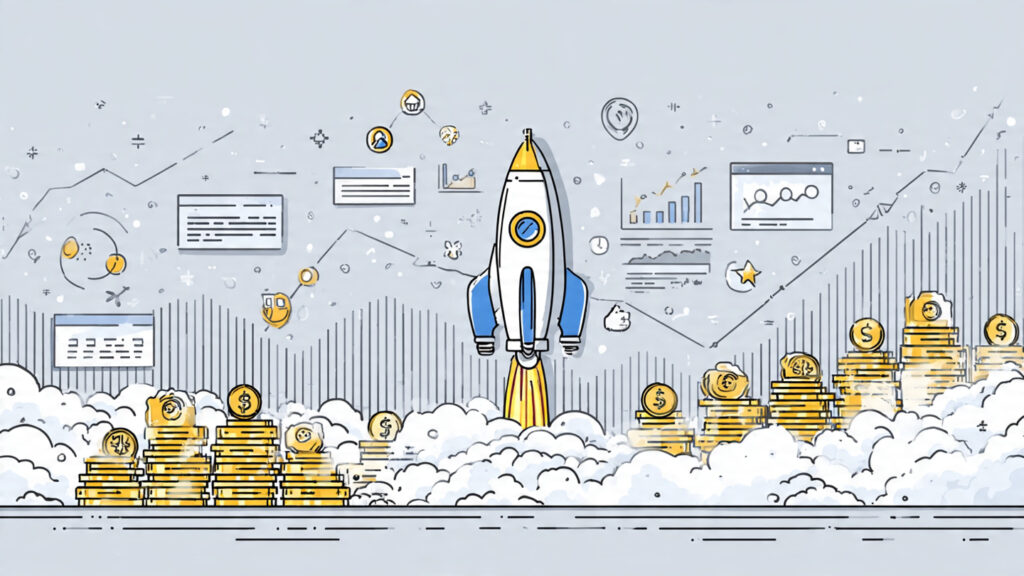 a clean modern illustration showing a startup