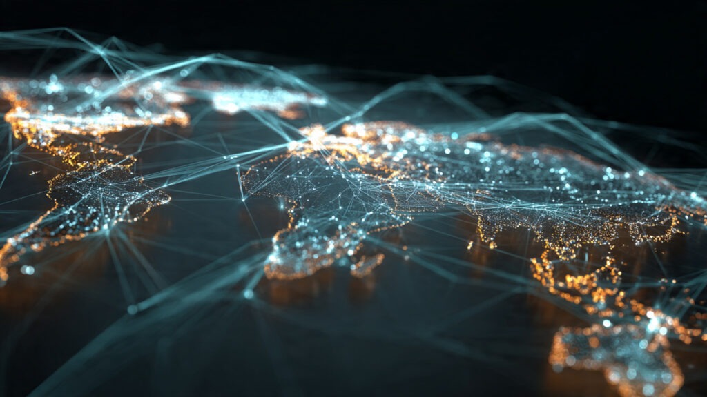 a conceptual visualization of internet routing and