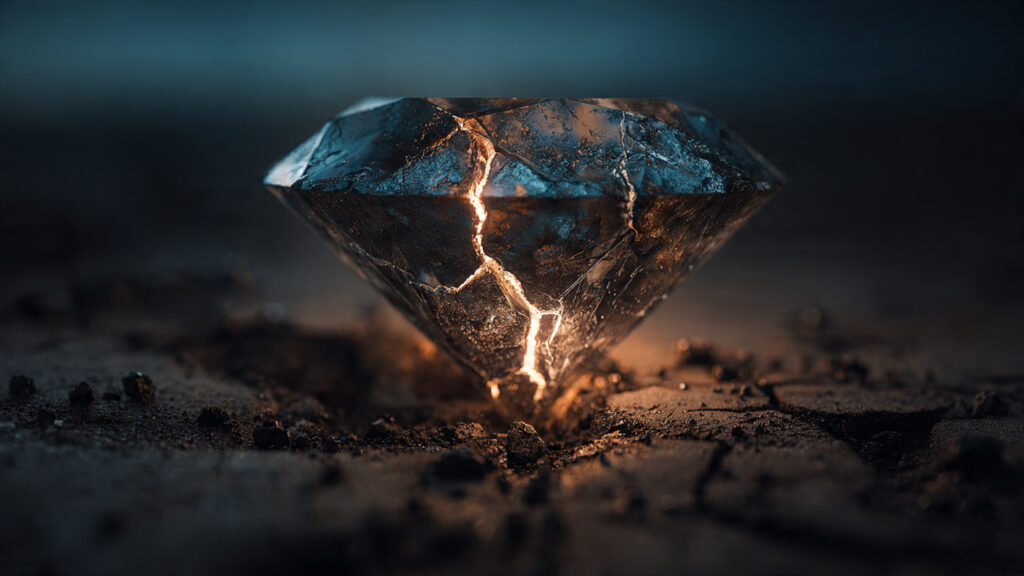 a diamond forming under extreme pressure underground
