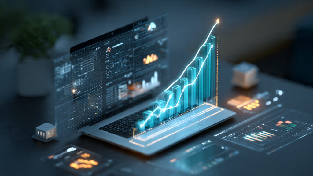 a digital illustration showing online business growth