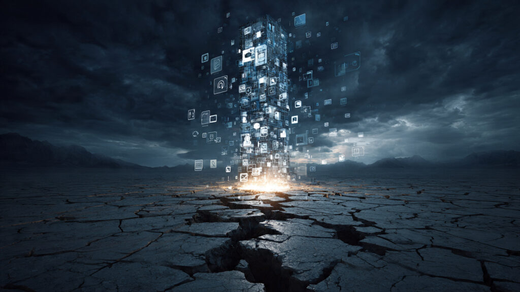 a dramatic illustration of a tall digital