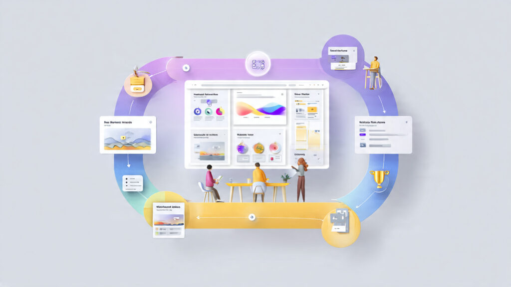 a product interface at the center with