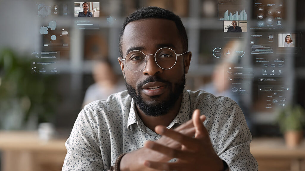 a professional participating in a virtual meeting (1)