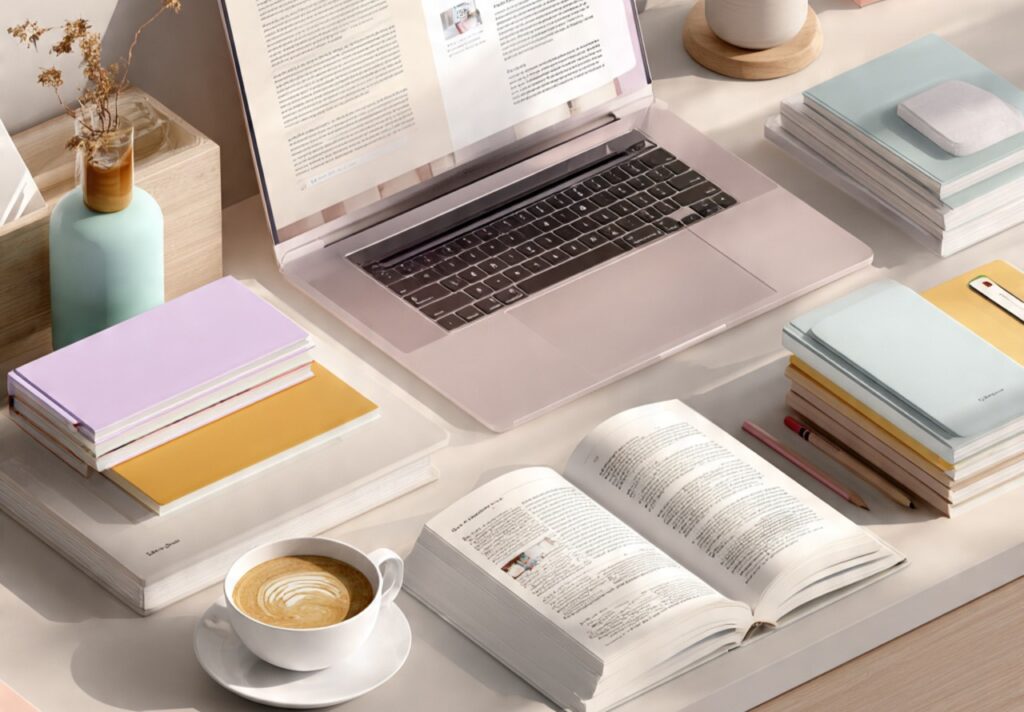 a professional student workspace showing a laptop