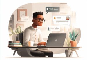 a realistic illustration of a person interacting