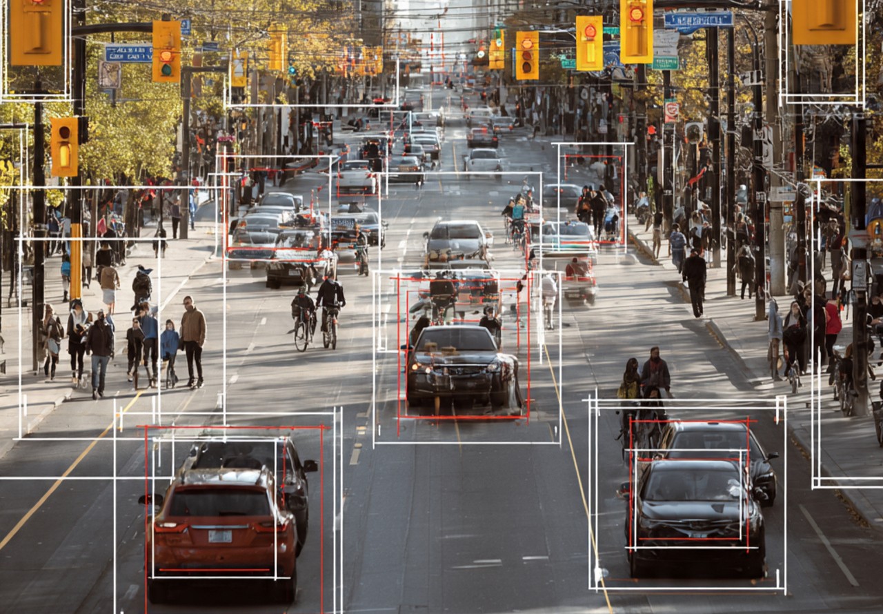 a realistic illustration of object detection in
