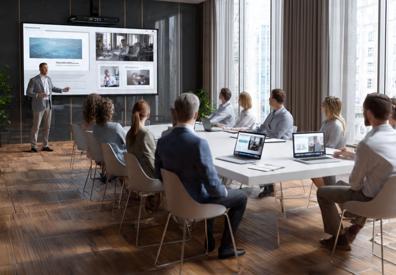 a realistic professional meeting room where a