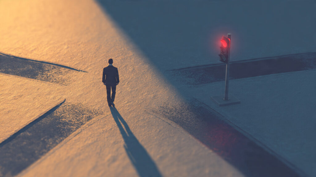 a symbolic business image showing a leader