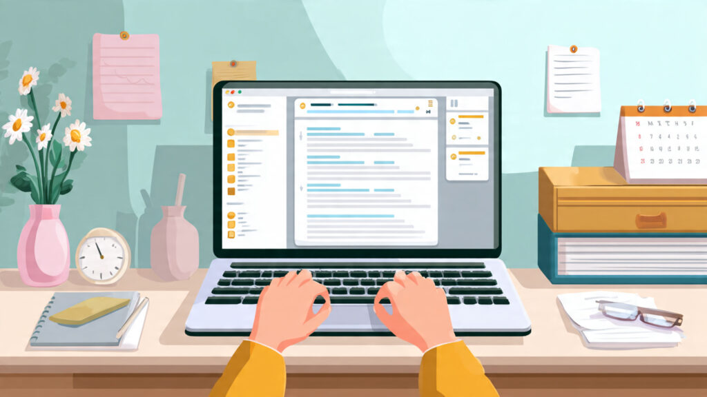 a virtual assistant working on emails and