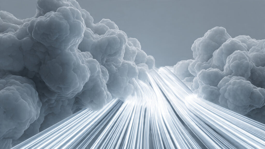 a visual metaphor of cloud servers expanding