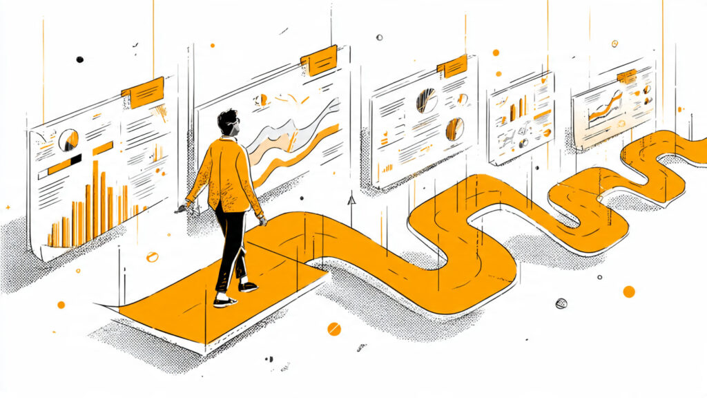 a visual metaphor showing a product path