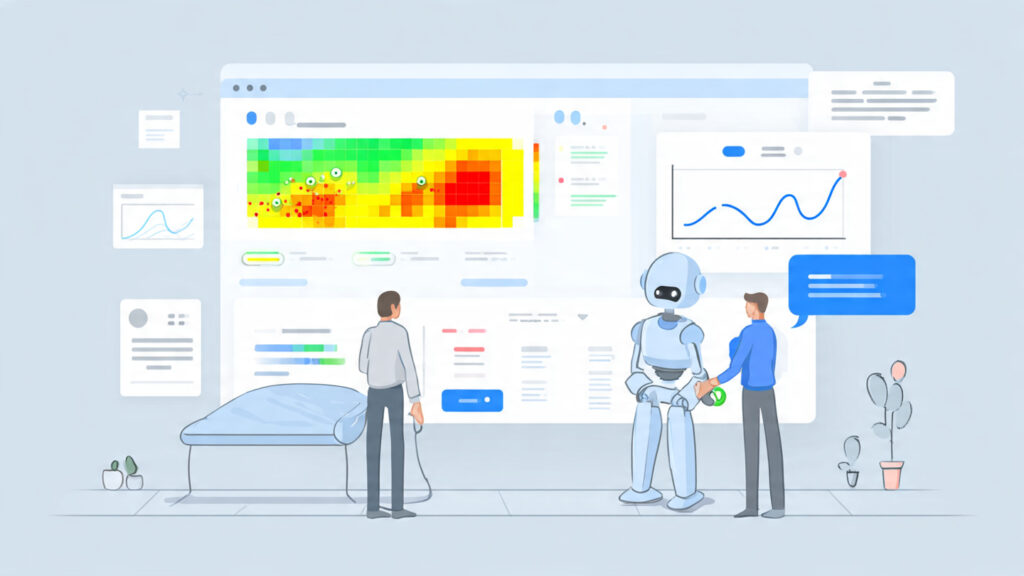 a website interface displaying ai heatmaps chatbot