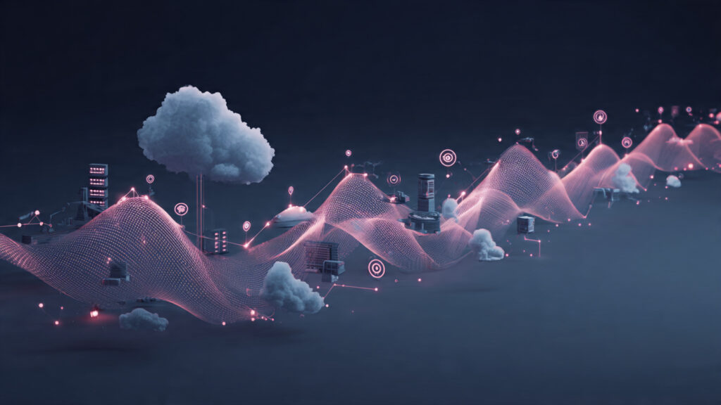 abstract visualization showing a single cloud server