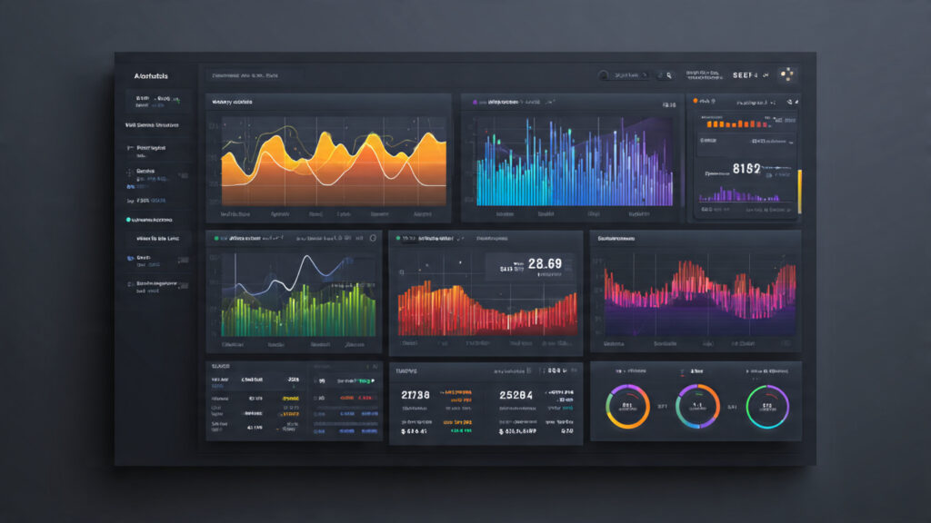analytics dashboard mockup showing portfolio seo metrics