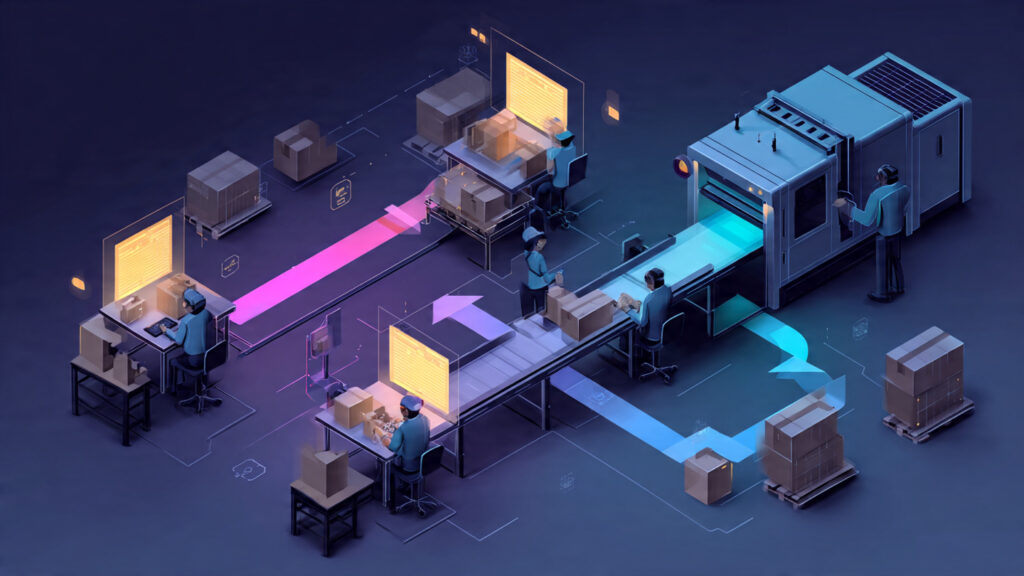 automated workflows moving smoothly while humans focus