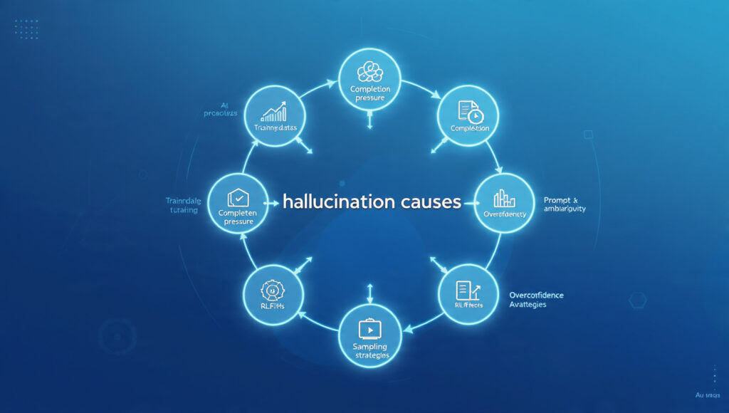 circular interconnected diagram showing 7 mechanisms causing