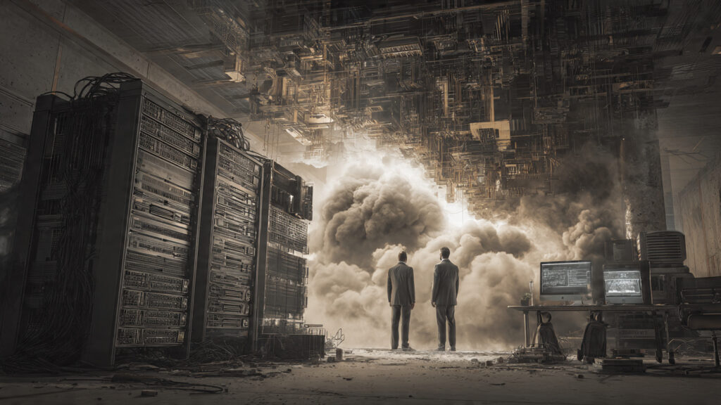 company stuck with outdated technology dusty old