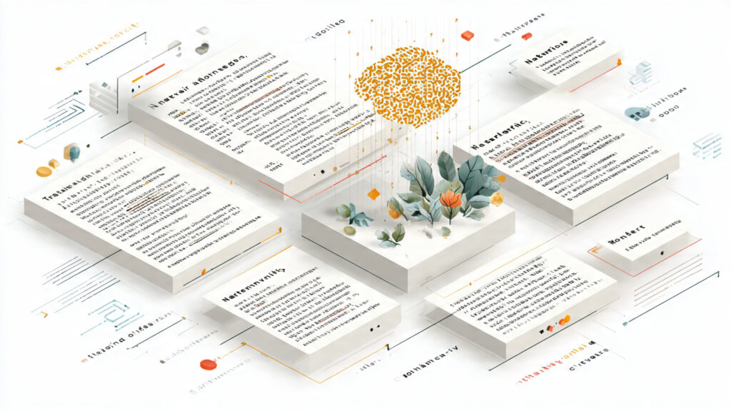 diagram style illustration of natural language processing components