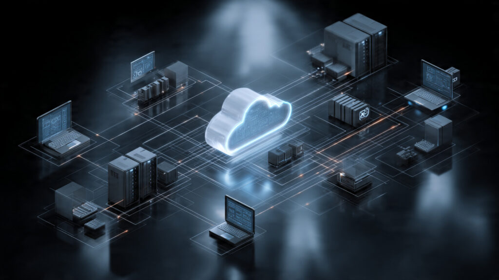 floating cloud servers connected to edge devices