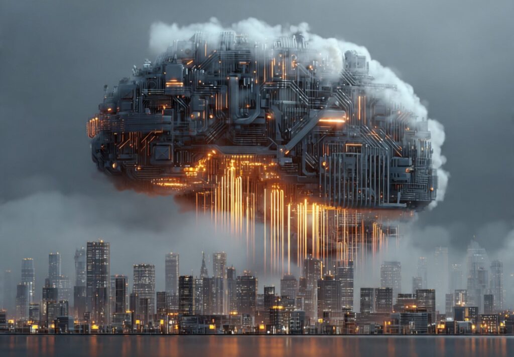 futuristic global technology concept showing artificial intelligence