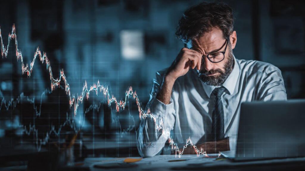 graph showing steep decline in profits stressed