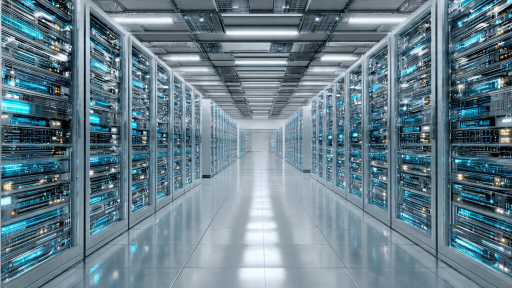 inside a massive modern data center with