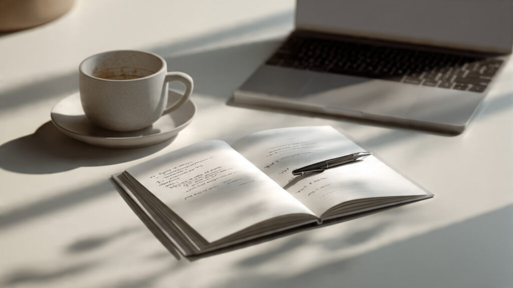 minimalist study setup with a clean desk