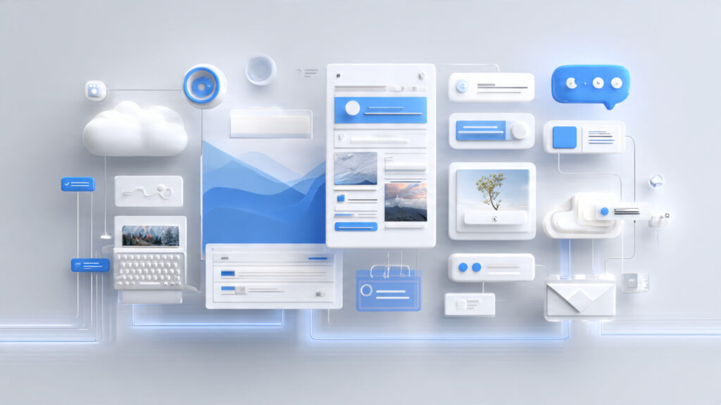 modern infographic style illustration showing ai chatbot interface