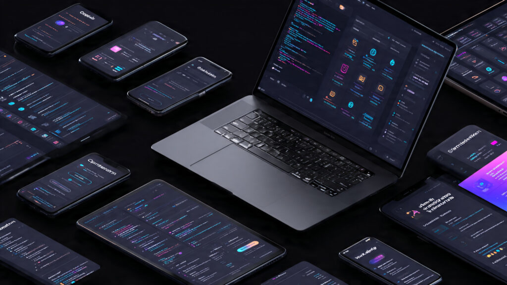 professional developer portfolio website mockup featuring coding