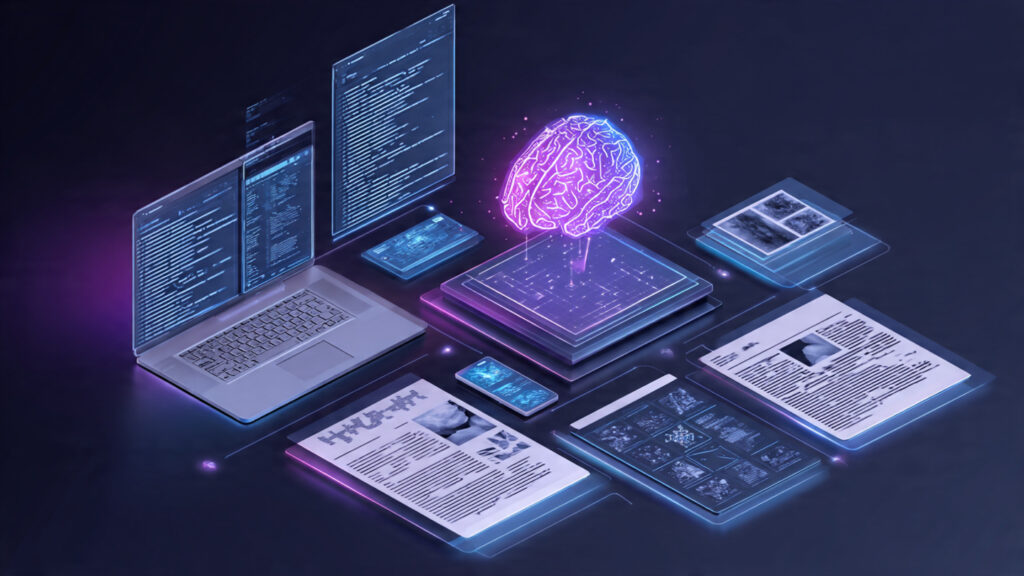 professional futuristic ai technology illustration showing a (1)