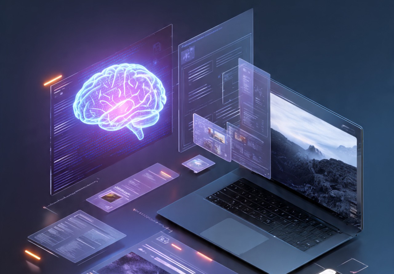 professional futuristic ai technology illustration showing a