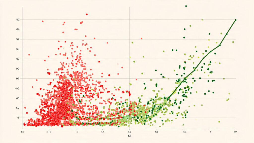 professional graph chart showing mismatch between ai