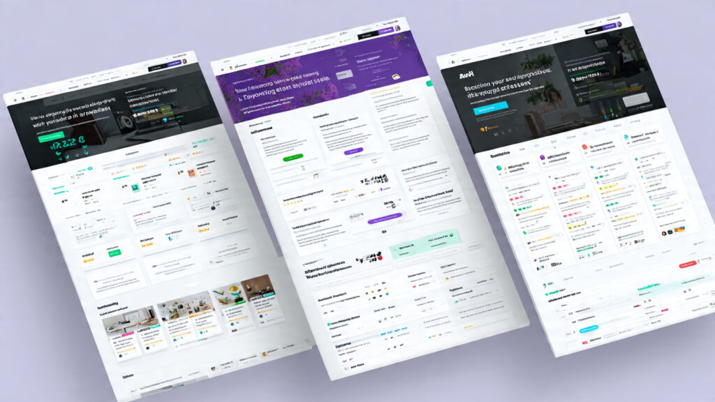 side by side comparison of three ai website builders