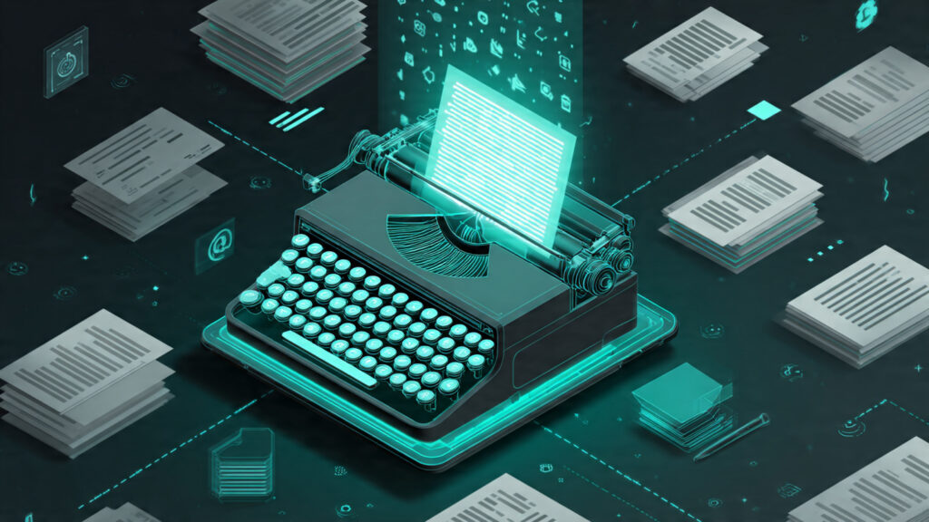 sleek digital illustration of ai writing assistant