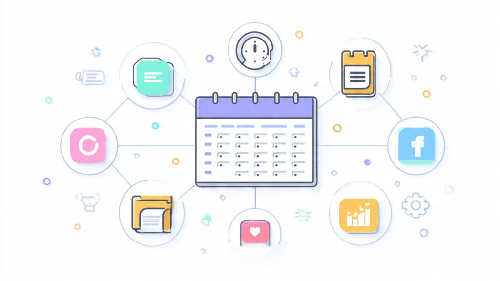 social media posts being scheduled automatically across