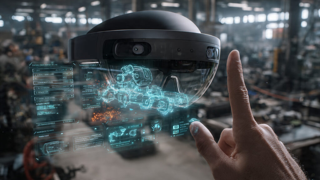 a futuristic xr headset view where artificial inte