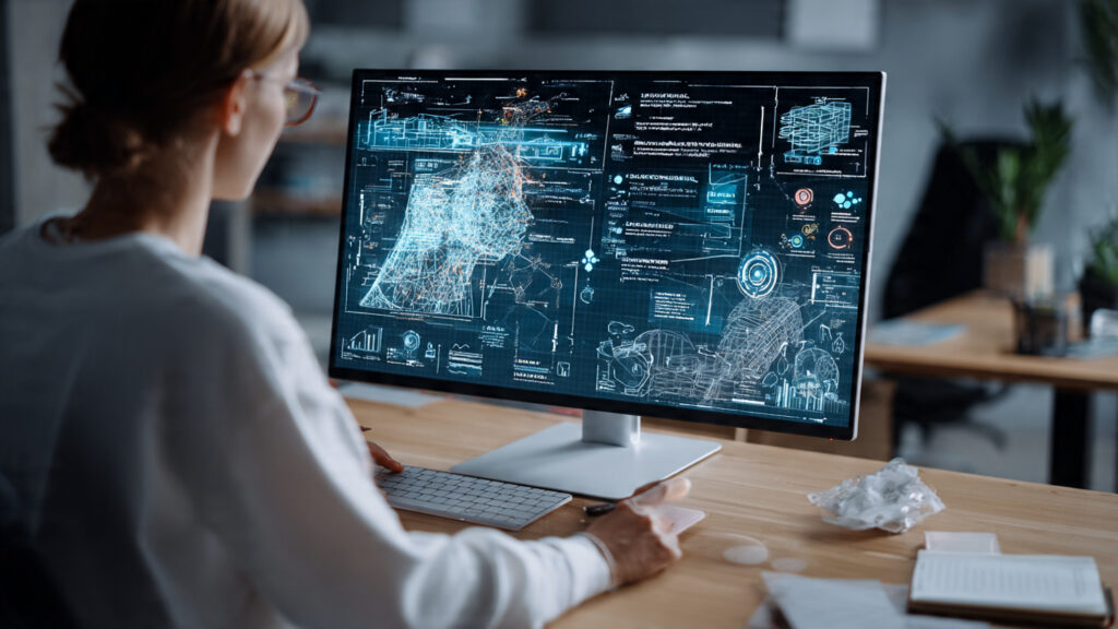 a realistic screen showing ai helping rewrite and 