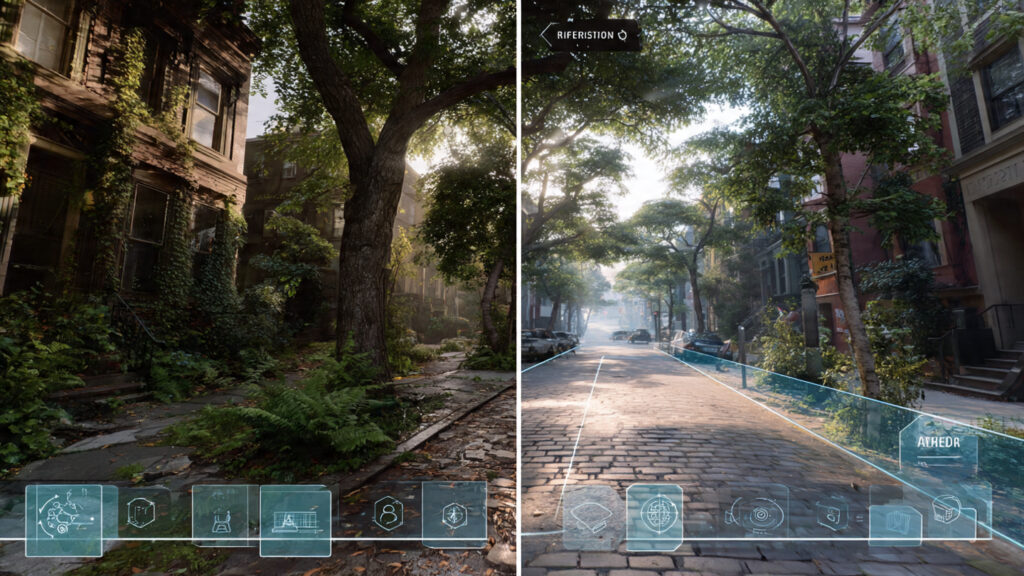 side by side comparison of real world and augmente