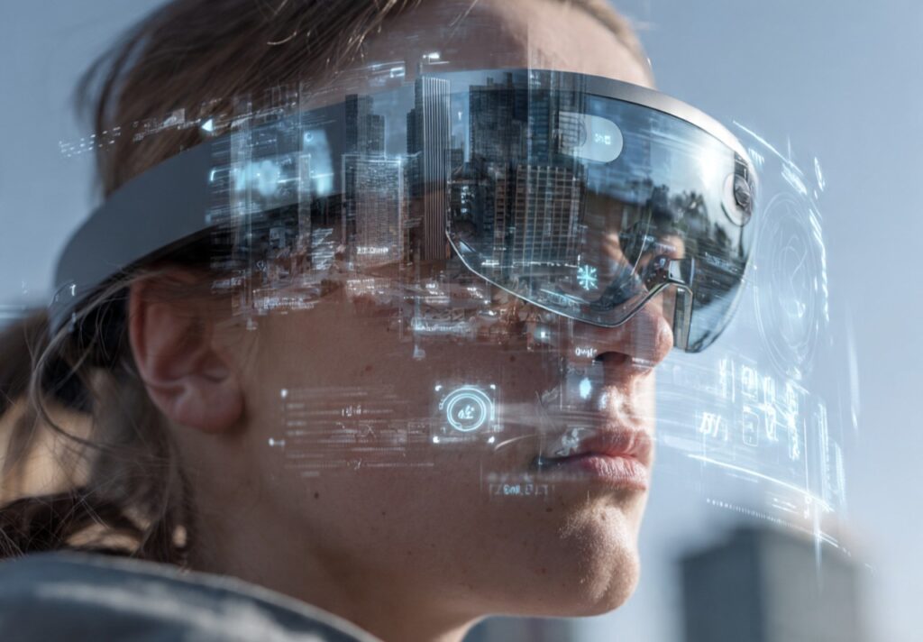 ultra realistic futuristic scene showing augmented