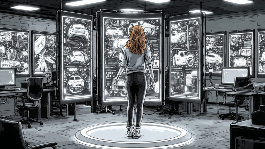 customer interacting with a realistic ai chatbot o