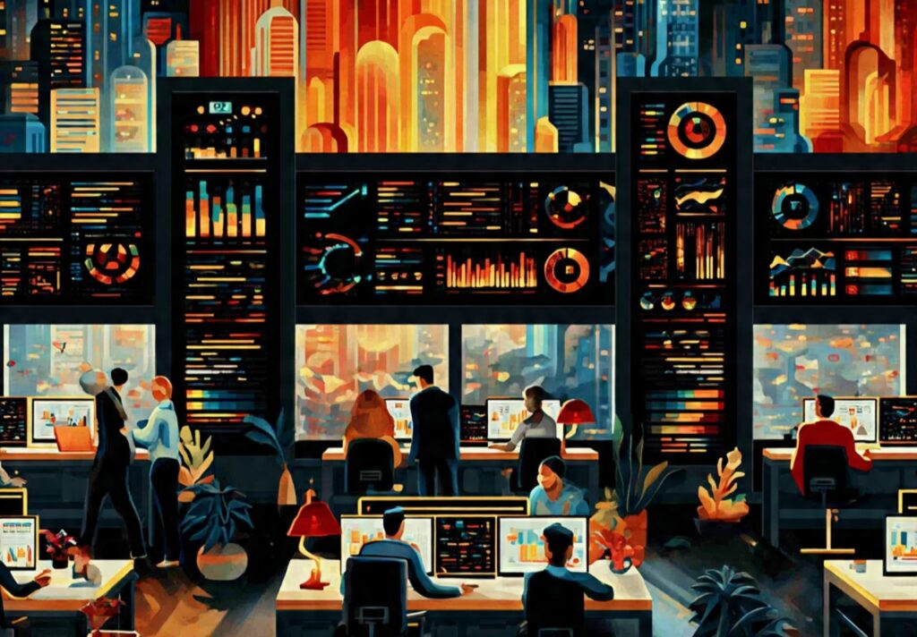 futuristic business environment showing ai driven