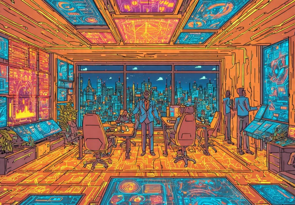 futuristic it labour market concept diverse tech p