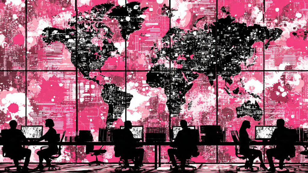 professional it team working remotely on multiple 